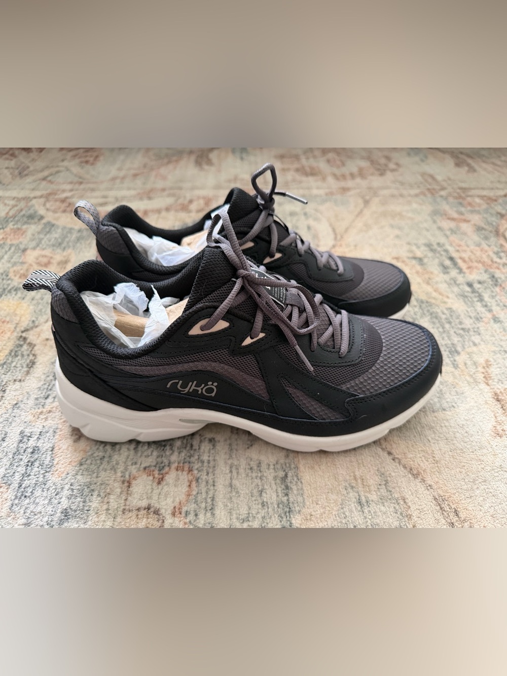 Ryka Water-Repellent Lace-Up Walking Sneaker Skyrise BLACK SZ 11